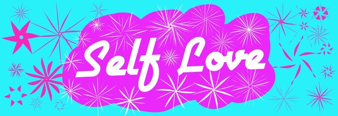 Pink and blue background with note 