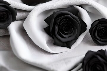 Black Roses White Tablecloth