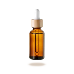 Fototapeten Glass dropper bottle with cap of bamboo wood for face serum or essential oil or pharmaceutical tincture. © BarTa
