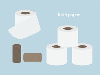 Toilet paper vector set. Flat style design. Toilet paper collection isolated on blue background. Vector illustration