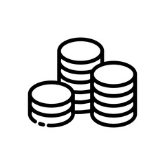 Capital line icon. Earnings, coins, balance, replenish, deposit, earnings, investments, stocks, business, data, bank, capital, tax, management, payment. finance concept. Vector black line icon