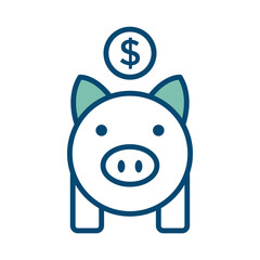 piggy bank icon vector design template in white background
