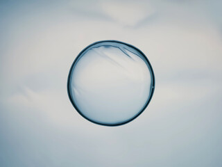 Macro close up of soap bubbles look like scientific image of cell and cell membrane