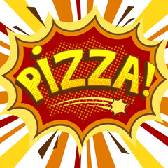 Pizza word comic book pop art PNG illustration with transparent background