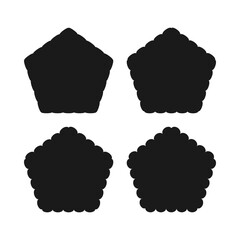 Scallop Edge Pentagon Shapes Icon Set