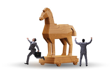 Businessman and trojan horse in trap concept