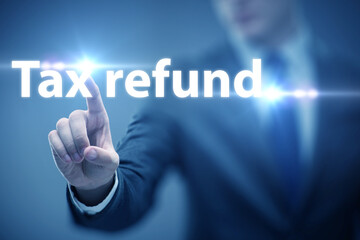 Businessman in tax refund concept