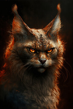 Diabolic cat oil painting,illustration,created with Generative AI Technology