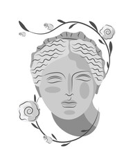Antique female head with flowers  © dinasimba2009