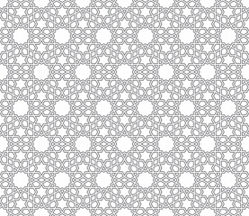 PNG seamless islamic pattern. Transparent Background illustration. Seamless girih pattern. Traditional Islamic Design. Mosque decoration element. Seamless geometric pattern. Ornamental pattern.