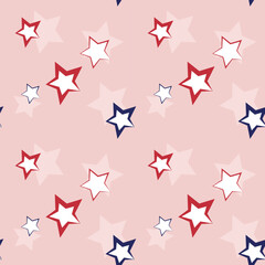 Red and blue stars - seamless pattern