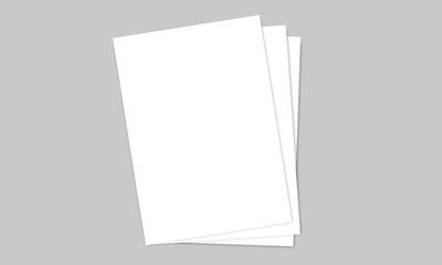 Vector white sheet of paper. Realistic blank A4 format paper template with shadow. Flyer, cover, brochure mockup design.