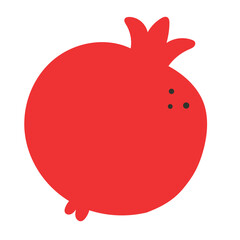 Pomegranate fruit isolated on white background. Cute doodle icon. Vector illustration