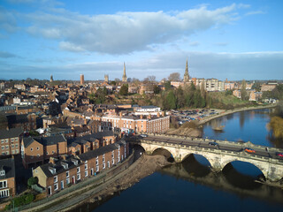 aerial view of Shrewsbury, an English market town on the River Severn - obrazy, fototapety, plakaty