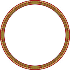 Naklejka premium Vector round colored seamless classical byzantine ornament. Infinite circle, border, frame Ancient Greece, Eastern Roman Empire. Decoration of the Russian Orthodox Church..