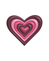 Striped pink heart 3d. Heart vector illustration