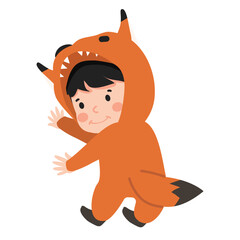 Cute Kid Characters Wearing Animal fox costume