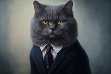 Portrait of a Cat dressed in a formal business suit