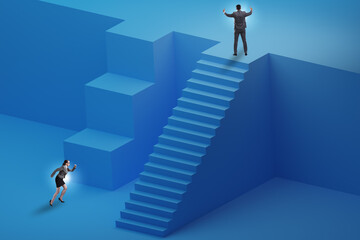 Gender inequality in career ladder concept