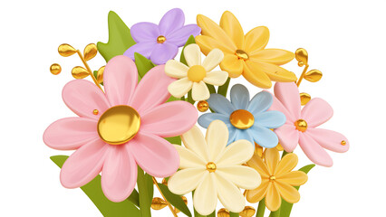 3d bouquet of spring flowers