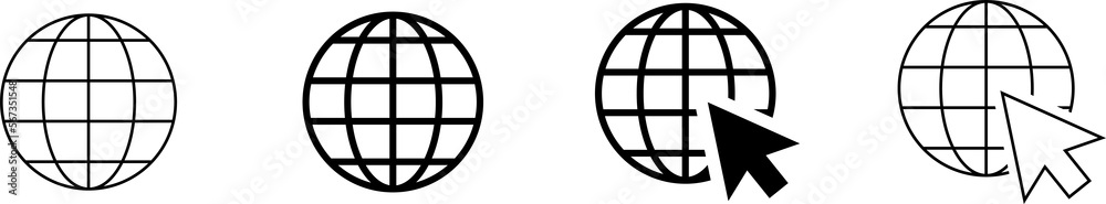 Poster globe symbol icons set. world web icon www earth globe icons. website icon set. png image