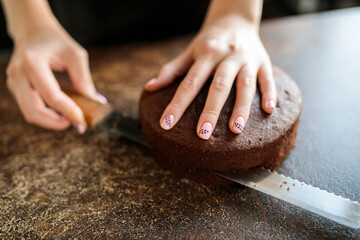 cutting a biscuit with a special knife
