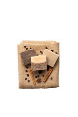Homemade natural soap on transparent background