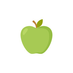 Green apple isolated on white background. Fruit. Vector illustration.	