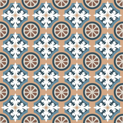 Mediterranean floor tiles with floral pattern