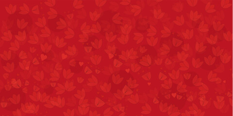 Red background with vector flowers