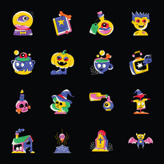 Pack of Halloween Event Flat Stickers 

