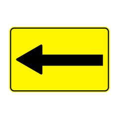 Yellow Directional Arrow Sign on Transparent Background
