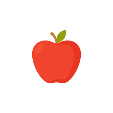 Red apple isolated on white background. Fruit. Vector illustration.	