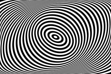 Naklejka premium Twisting Whirl Motion and 3D Illusion in Abstract Op Art Striped Lines Pattern.