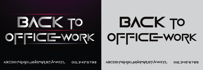 Back to Office Work, Game Sport Movie Alphabet Font. Typography modern regular style font for technology, digital, logo design. vector illustration
