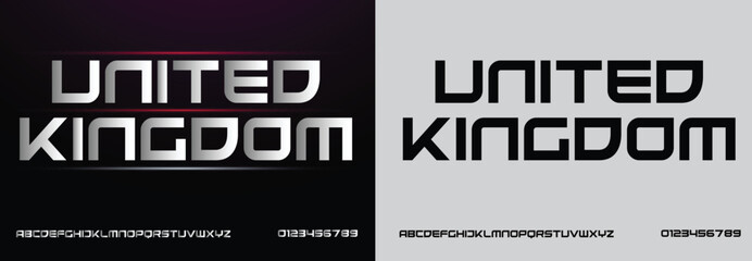 United Kingdom, Game Sport Movie Alphabet Font. Typography modern regular style font for technology, digital, logo design. vector illustration