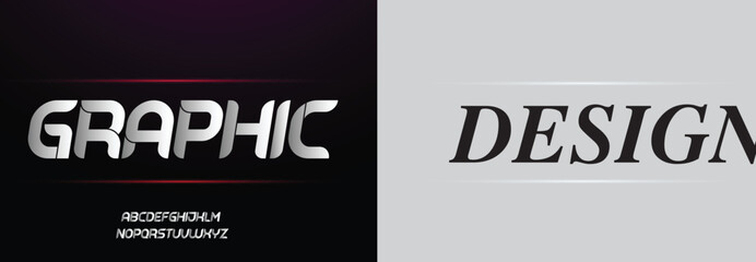 Graphic Design, Game Sport Movie Alphabet Font. Typography modern regular style font for technology, digital, logo design. vector illustration