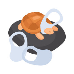 Isometric Turtle Pollution Composition