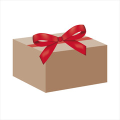 Gift box with red bow vector, illustration, symbol