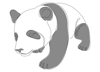 One continuous line of Panda Bear. Thin Line Illustration vector concept. Contour Drawing Creative ideas.
