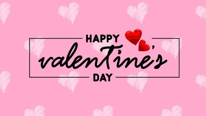 Fototapeta na wymiar happy valentine`s day typography. vector text design with heart shapes, valentine`s day banner, web banner design for social media, ad, tag, advertisement, printing media, celebration 