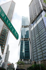 Obraz premium Financial District on Battery Rd in Singapore - シンガポール バッテリー ロード 金融街