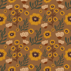  Flower vector ilustration seamless patern.Great for textile,fabric,wrapping paper,and any print.Vintages style.