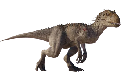 Zelfklevend Fotobehang roaring indominus rex dinosaur isolated on blank background PNG © akiratrang