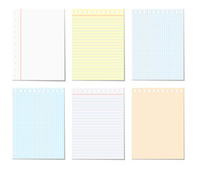 Isolated pages of notebook on white