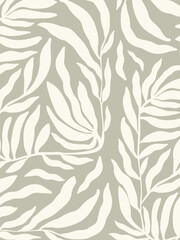 Decorative wallpaper with branches in gray tone. Delicate, light-toned pattern with botanical elements. Nature-inspired poster for accent wall. Wall decor and mural for nursery. Twigs background. © blossomstar