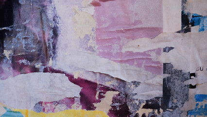 Torn street poster background, weathered street poster collage