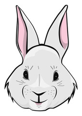 Cartoon Easter bunny face. Easy to use vector without gradients or other effects.