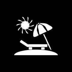 Beach umbrella icon isolated on black background