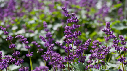 Obraz premium Purple lilac sage 'Salvia verticillata' - Purple Rain) - a beautiful ornamental plant in the naturalistic native border of the cottage garden. 